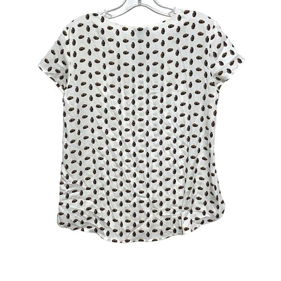 Ann Taylor Pineapple Shirt Polyester Top Blouse Womens Small Petite SP NWT - Picture 3 of 8